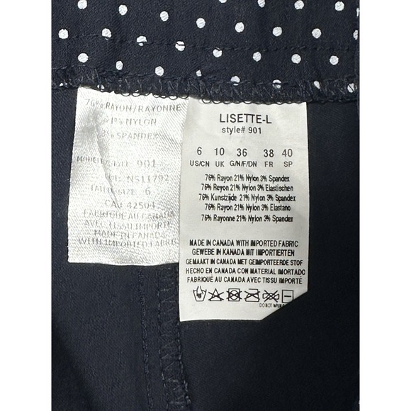 Lisette L 901 Navy Dot Ankle Pant, Sz 6 (b50) - Picture 3 of 4